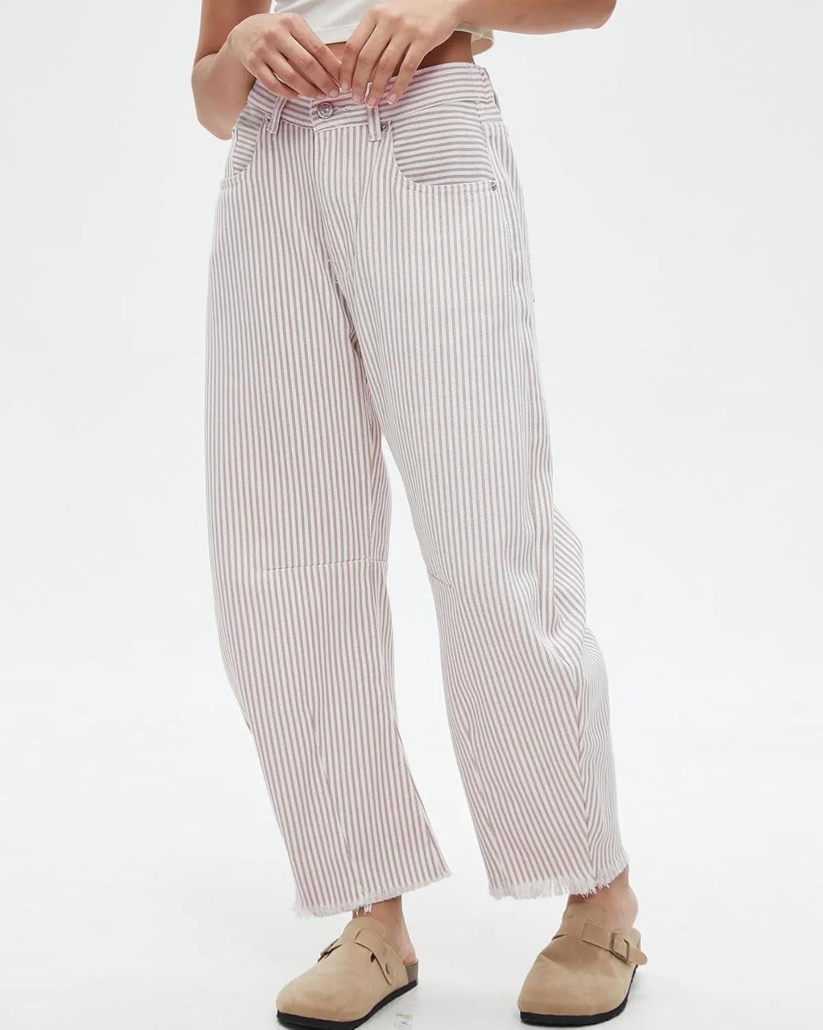 Kedera Women Stripe Barrel Jeans Casual Loose Denim Jeans Wide Leg Baggy Pants Mid Waist Boyfriend Jeans Y2k