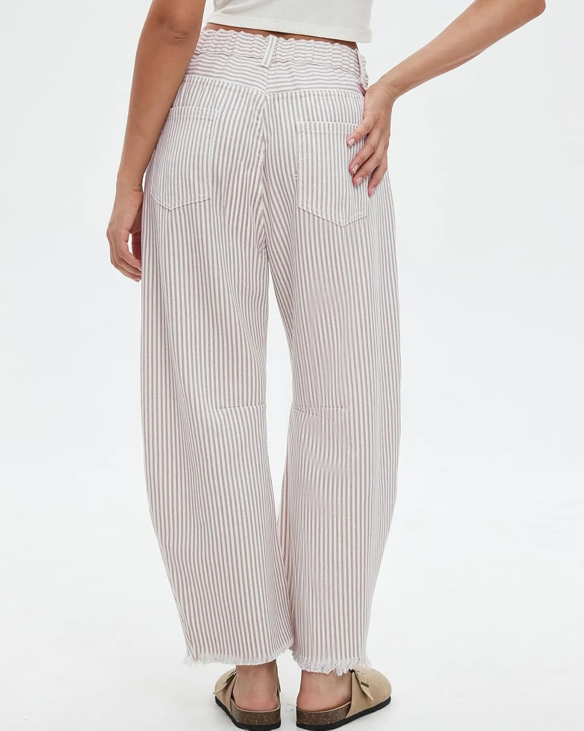 Kedera Women Stripe Barrel Jeans Casual Loose Denim Jeans Wide Leg Baggy Pants Mid Waist Boyfriend Jeans Y2k