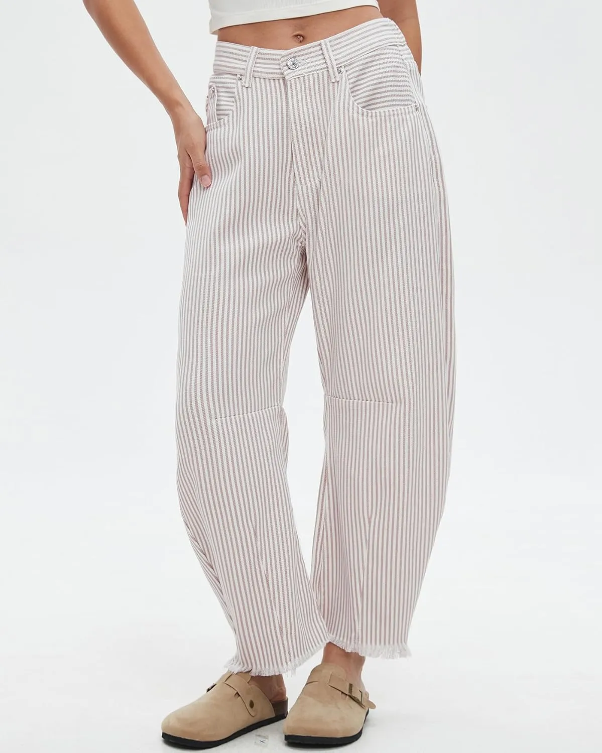 Kedera Women Stripe Barrel Jeans Casual Loose Denim Jeans Wide Leg Baggy Pants Mid Waist Boyfriend Jeans Y2k