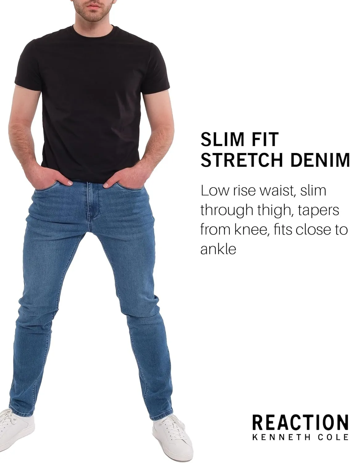 Kenneth Cole Reaction Mens Jeans Slim Fit - 2-Way Stretch Denim Jeans for Men Slim Fit - Men's Jeans 5-Pocket