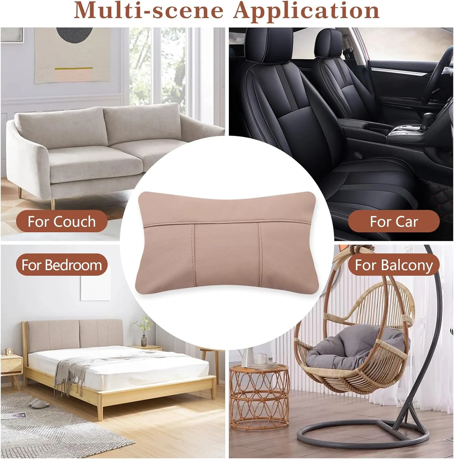 Kidol & Shellder Genuine Leather Pillow Cover 12x20 - Luxury Full Grain Cowhide Pillow Covers for Couch Sofa Bed - Soft Durable Decorative Throw Pillow Covers with Hidden Zipper (Africano)