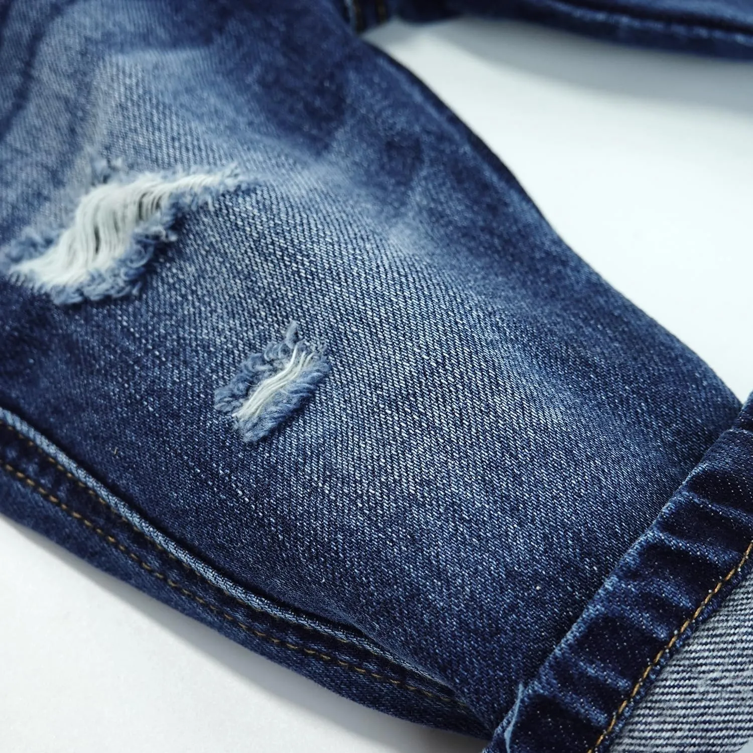 KIDSCOOL SPACE Infant Jeans,Baby Toddler Elastic Band Inside with D-Ring Distressed Soft Denim Pants