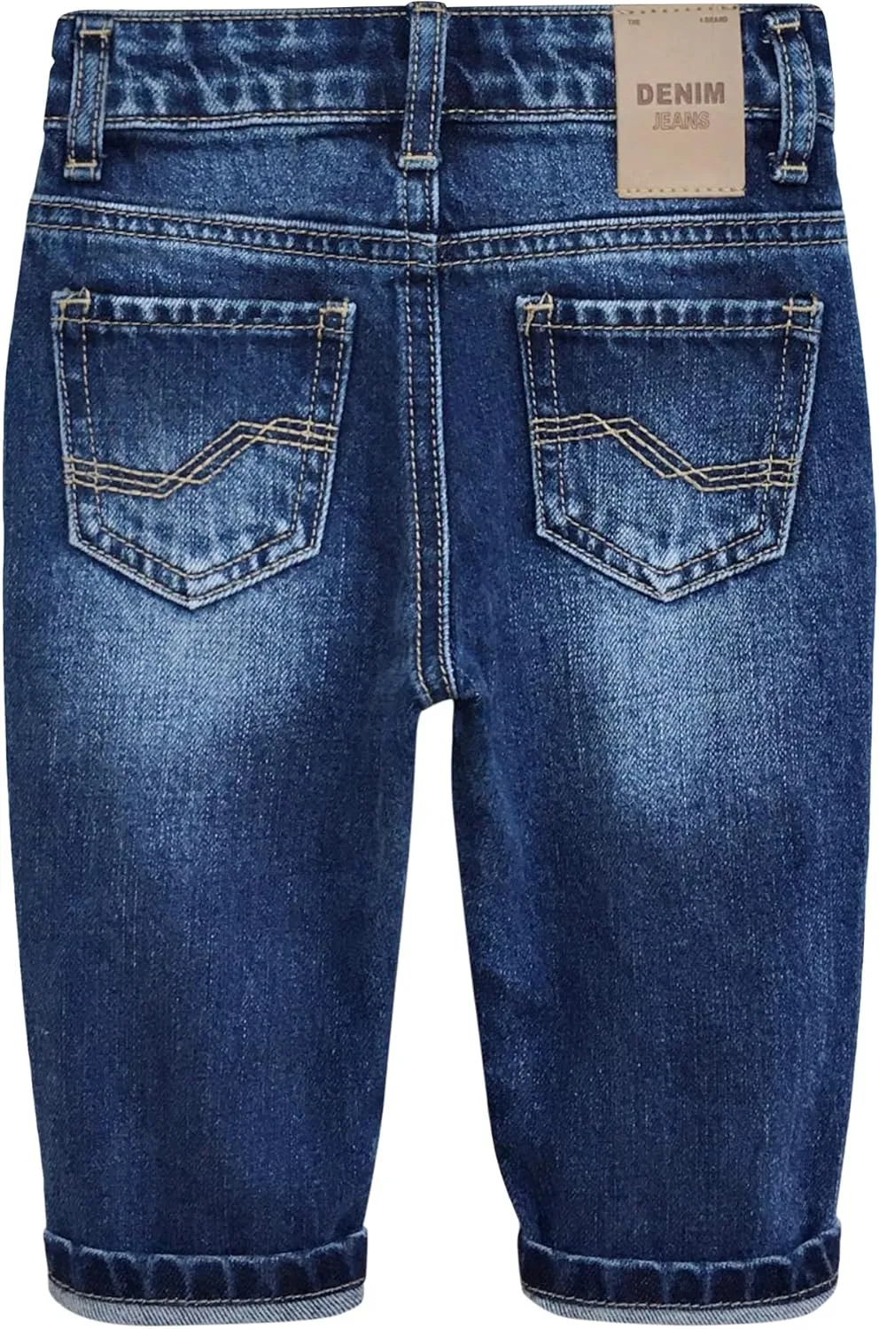 KIDSCOOL SPACE Infant Jeans,Baby Toddler Elastic Band Inside with D-Ring Distressed Soft Denim Pants