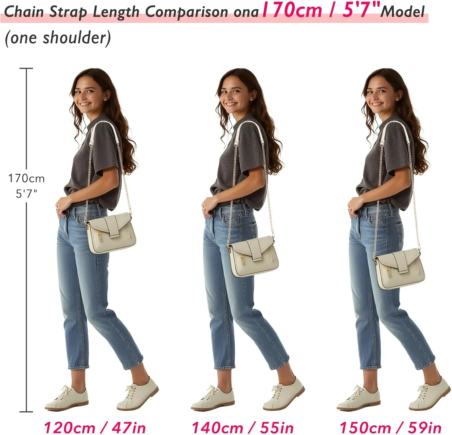 kilofly 2pc Gold Plated Faux Leather Removable Clutch Chain Shoulder Straps Set
