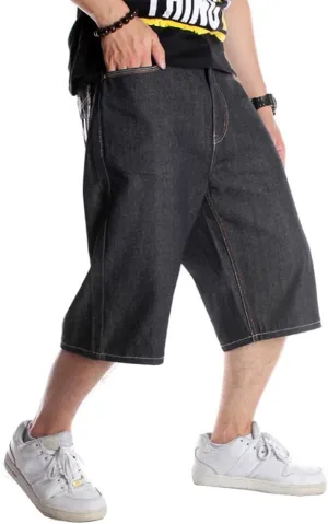 Kinghua Baggy Jean Shorts for Men Casual Loose Fit Hip Hop Skateboard Denim Shorts