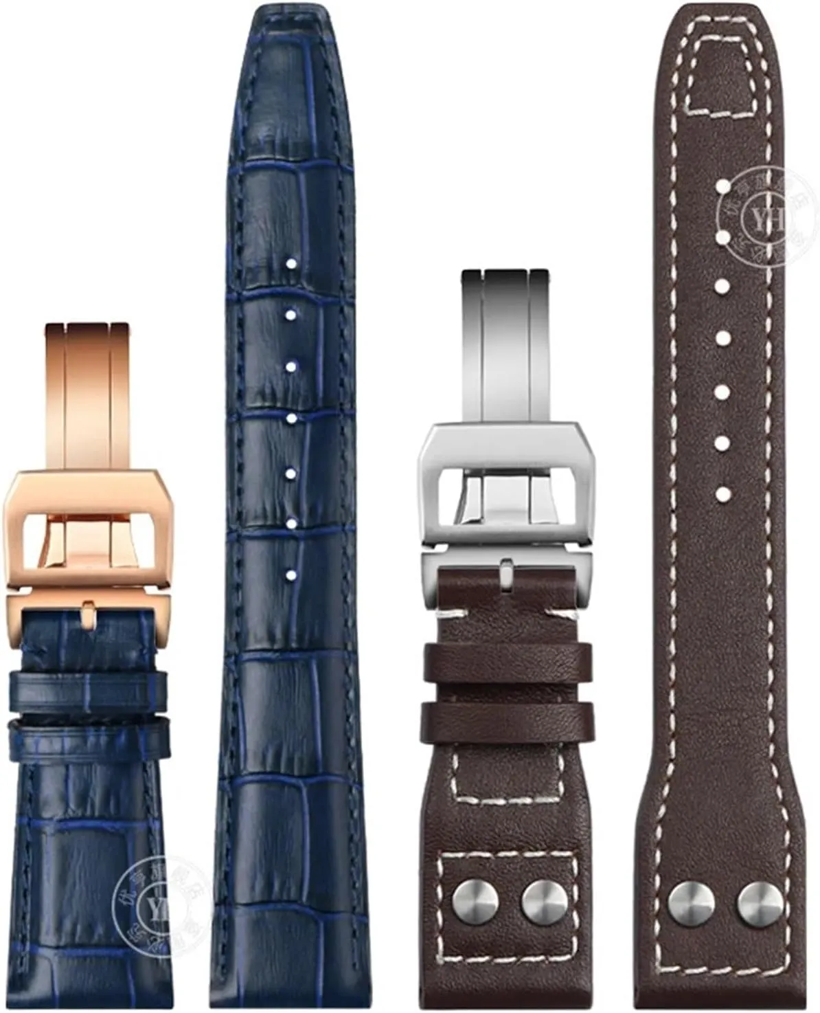 KLVN 20mm 21mm 22mm Cowhide Leather Watch Band Replacement for IWC Portugieser Porotfino Family PILOT'S Watches Strap Folding Buckle