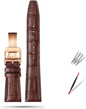KLVN 20mm 21mm 22mm Cowhide Leather Watch Band Replacement for IWC Portugieser Porotfino Family PILOT'S Watches Strap Folding Buckle