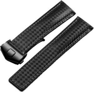 KLVN Carbon fiber pattern Genuine Leather Strap 20mm 22m For TAG HEUER MONACO Series watchband wristwatches band leather watch bracelet