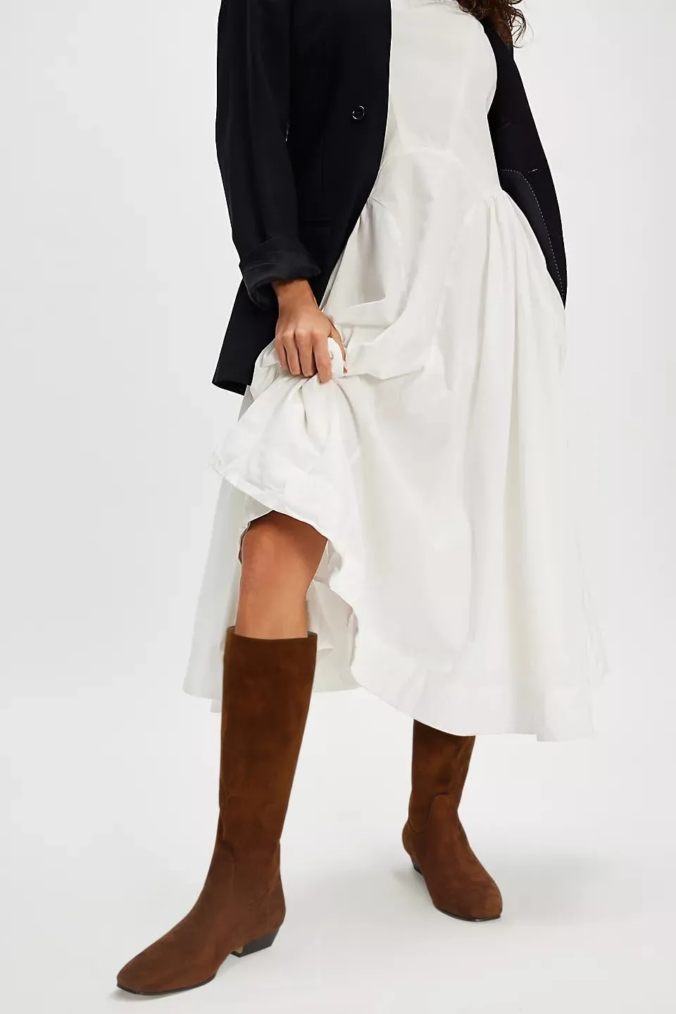 Knee High Boots for Women Chunky Low Heels Square Toe Tall Boots Long Boots Pull on Fashion Casual