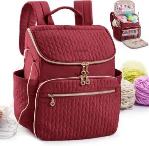Knitting Bag Backpack, Large Crochet Backpack - Crochet Bag Organizer, Yarn Storage Organizer - Yarn Holder with 10 Pockets for Crochet Accessories, Knitting & Crochet Supplies, Crochet Gift