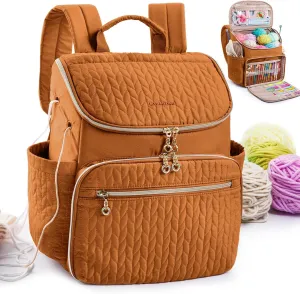 Knitting Bag Backpack, Large Crochet Backpack - Crochet Bag Organizer, Yarn Storage Organizer - Yarn Holder with 10 Pockets for Crochet Accessories, Knitting & Crochet Supplies, Crochet Gift