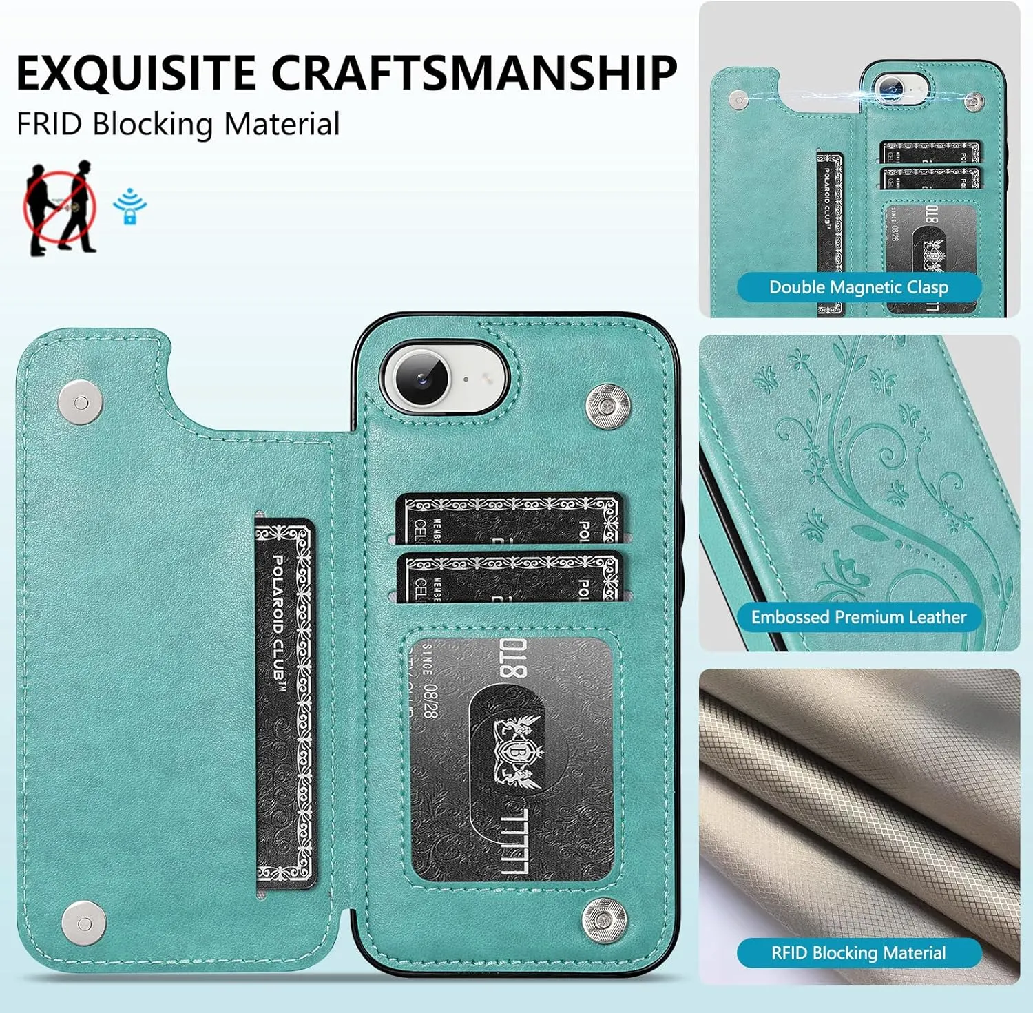 Korecase for iPhone 16E Wallet Case with Card Holder, Back Flip Protective Phone Case Cover for iPhone 16e (SE4) 2025,Blue