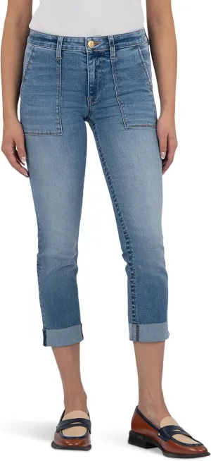 KUT from the Kloth Women's Stevie Crop Straight Leg with Pork Chop Pocket