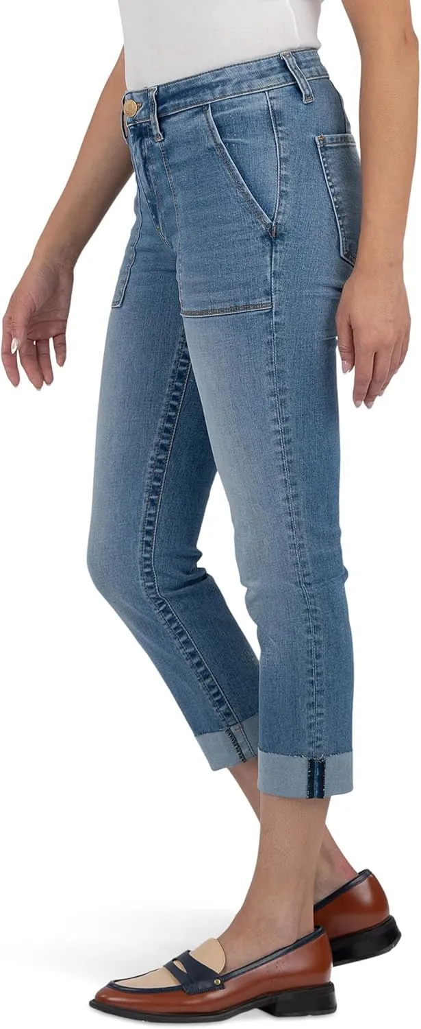 KUT from the Kloth Women's Stevie Crop Straight Leg with Pork Chop Pocket