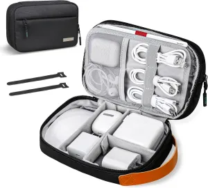 Lacdo Electronics Organizer Travel Case, Travel Bag Cable Organizer for Essentials, Water Resistant Tech Accessories Carry Storage for Cord, Phone, Cables, Airpods, USB Flash Drive, Daily Items, Black