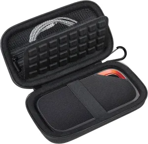 Lacdo Hard Carrying Case for SanDisk Extreme Pro with USB4 Portable SSD 2TB 4TB USB-C External Solid State Drive EVA Shockproof Water Repellent Protective Storage Travel Bag, Black