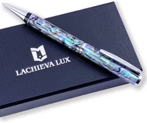 LACHIEVA LUX Abalone Shell Ballpoint Pen, Luxury Gift for Men & Women, German P900M Refill, Executive Writing Pen in Gift Box