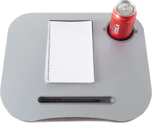 Laptop Buddy Portable Lap Desk - Computer, Writing, and Food Tray with Foam Bead-Filled Cushioned Base with Pen and Cup Holders by Lavish Home (Gray)