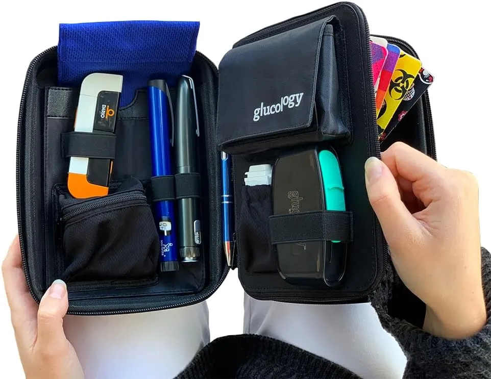 Large Diabetes Travel Case Hard Shell, Organizer for Glucose Monitor, Insulin Pen, BGL Strips, Syringe, Needles & Diabetic Supplies, Premium & Durable with Extra Compartment, Cactus