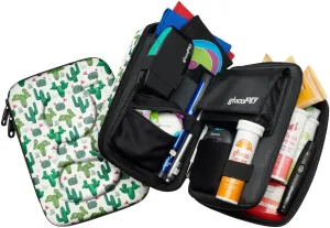 Large Diabetes Travel Case Hard Shell, Organizer for Glucose Monitor, Insulin Pen, BGL Strips, Syringe, Needles & Diabetic Supplies, Premium & Durable with Extra Compartment, Cactus