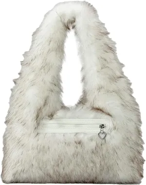 Large Fluffy Tote Bag for Women Cute Fuzzy Y2k Tote Handbag Faux Fur Shoulder Bag Soft Winter Plush Top Handle Purse
