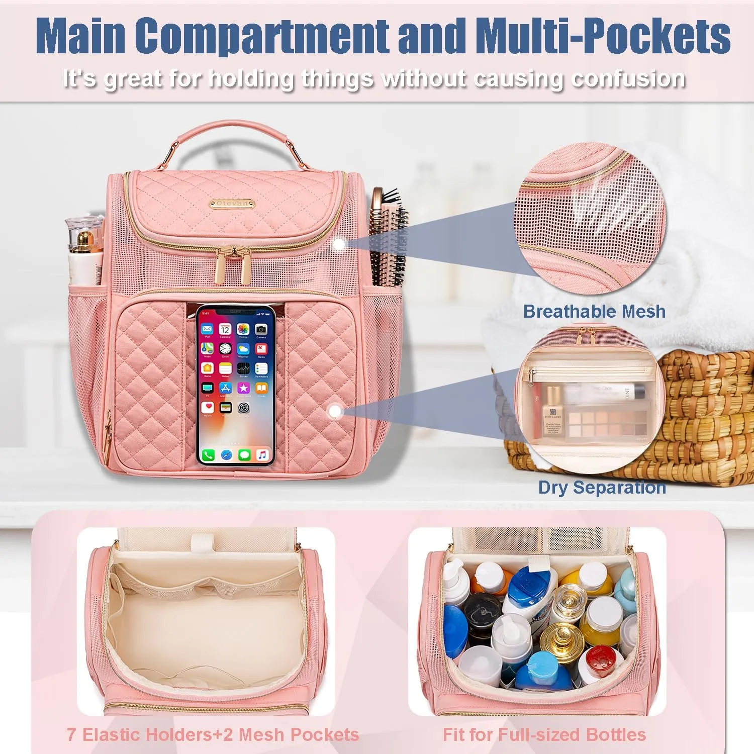Large Toiletry Bag for Women Men,Portable Shower Caddy For College Dorms,Gym Shower Bag for Women, Quick Dry Hanging Toiletry Bag Bathroom Accessories Bag for Traveling, Camping Essentials