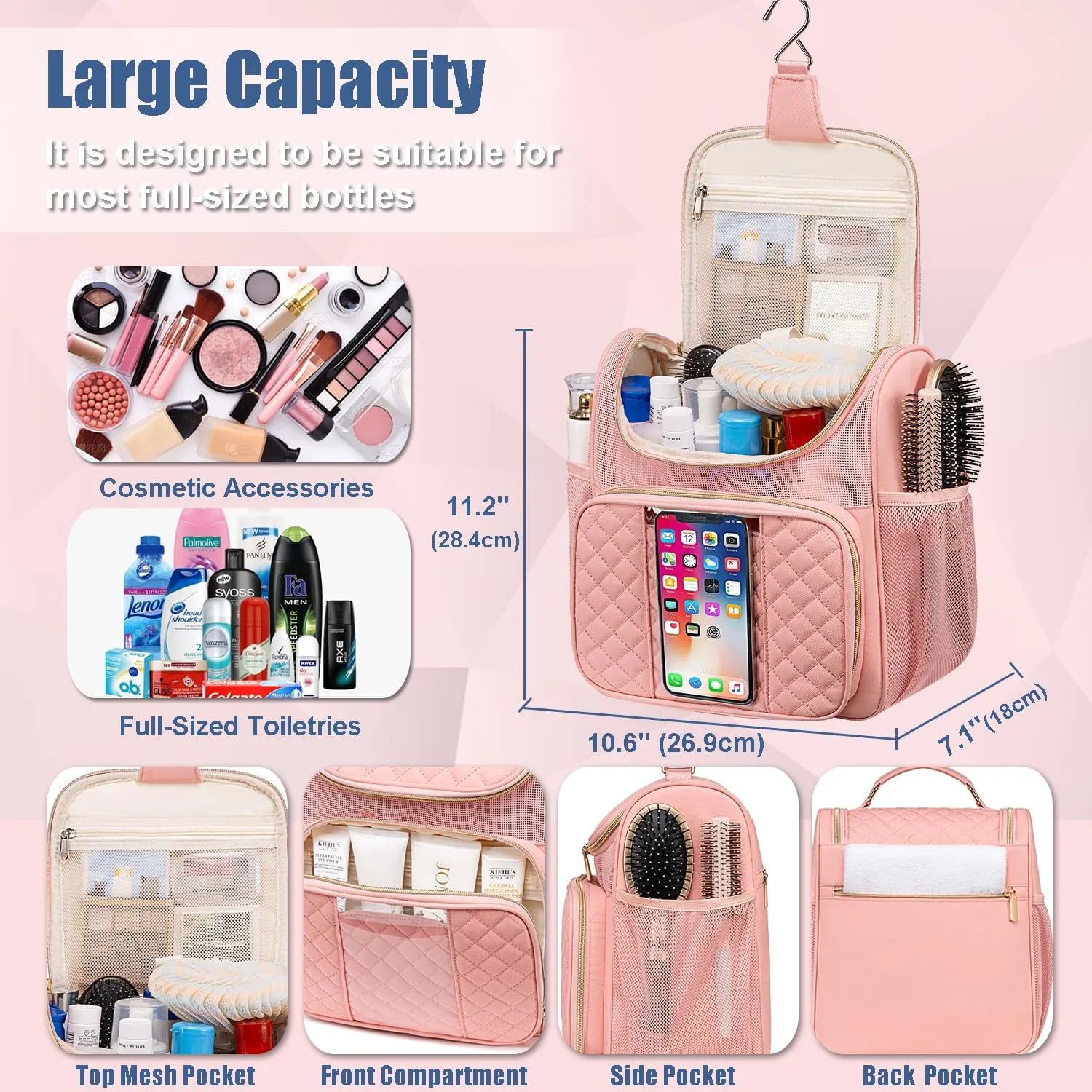 Large Toiletry Bag for Women Men,Portable Shower Caddy For College Dorms,Gym Shower Bag for Women, Quick Dry Hanging Toiletry Bag Bathroom Accessories Bag for Traveling, Camping Essentials