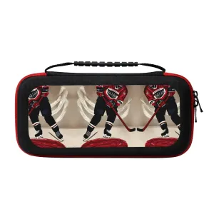 LASPEET Hockey Sports Carrying Case For Switch Oled,Hardshell Storage Bag With 20 Game Cartridges For Switch Console