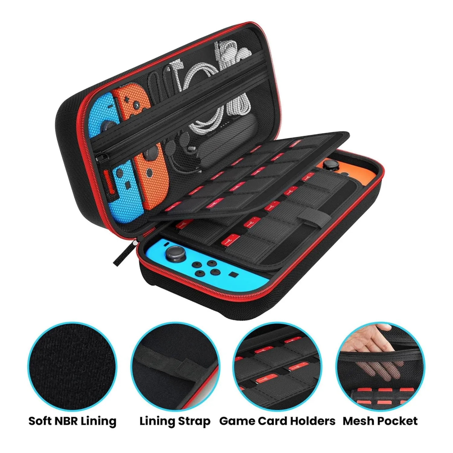 LASPEET Wrestlers Sports Carrying Case For Switch Oled,Hardshell Storage Bag With 20 Game Cartridges For Switch Console