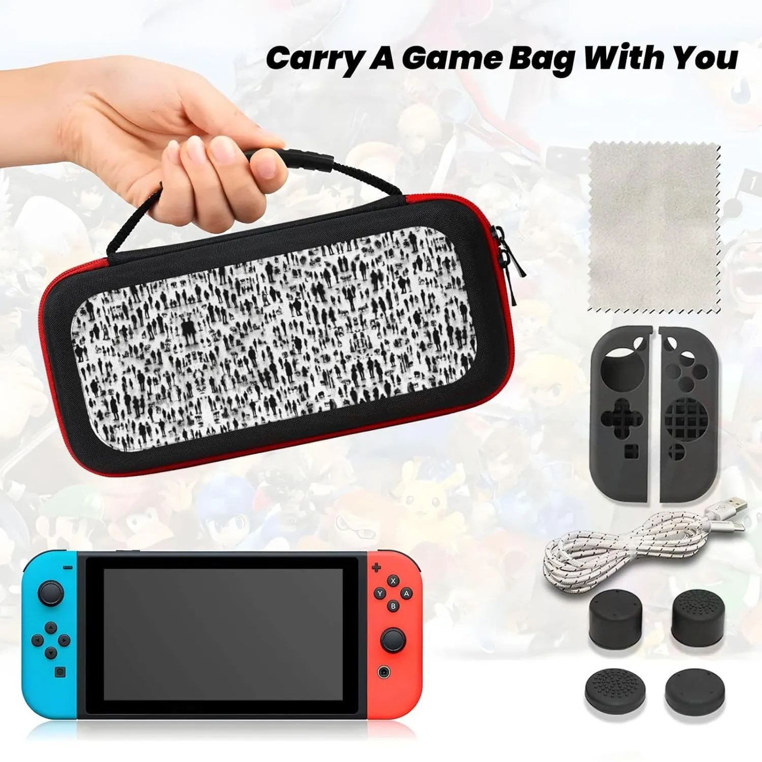 LASPEET Wrestlers Sports Carrying Case For Switch Oled,Hardshell Storage Bag With 20 Game Cartridges For Switch Console