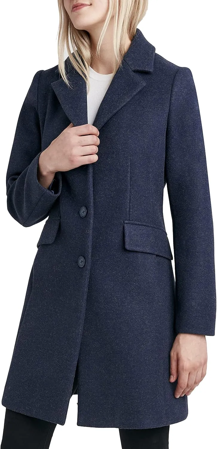 Laundry by Shelli Segal Women's Faux Wool Coat with Notch Collar