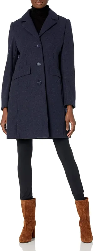 Laundry by Shelli Segal Women's Faux Wool Coat with Notch Collar