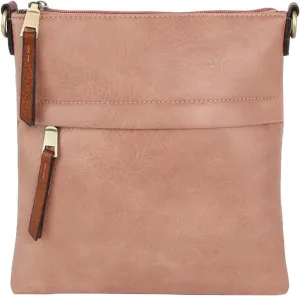 Le Miel Vegan Leather Double Zipper Square Crossbody Bag - Chic Companion for Women's Everyday Casual Occasions