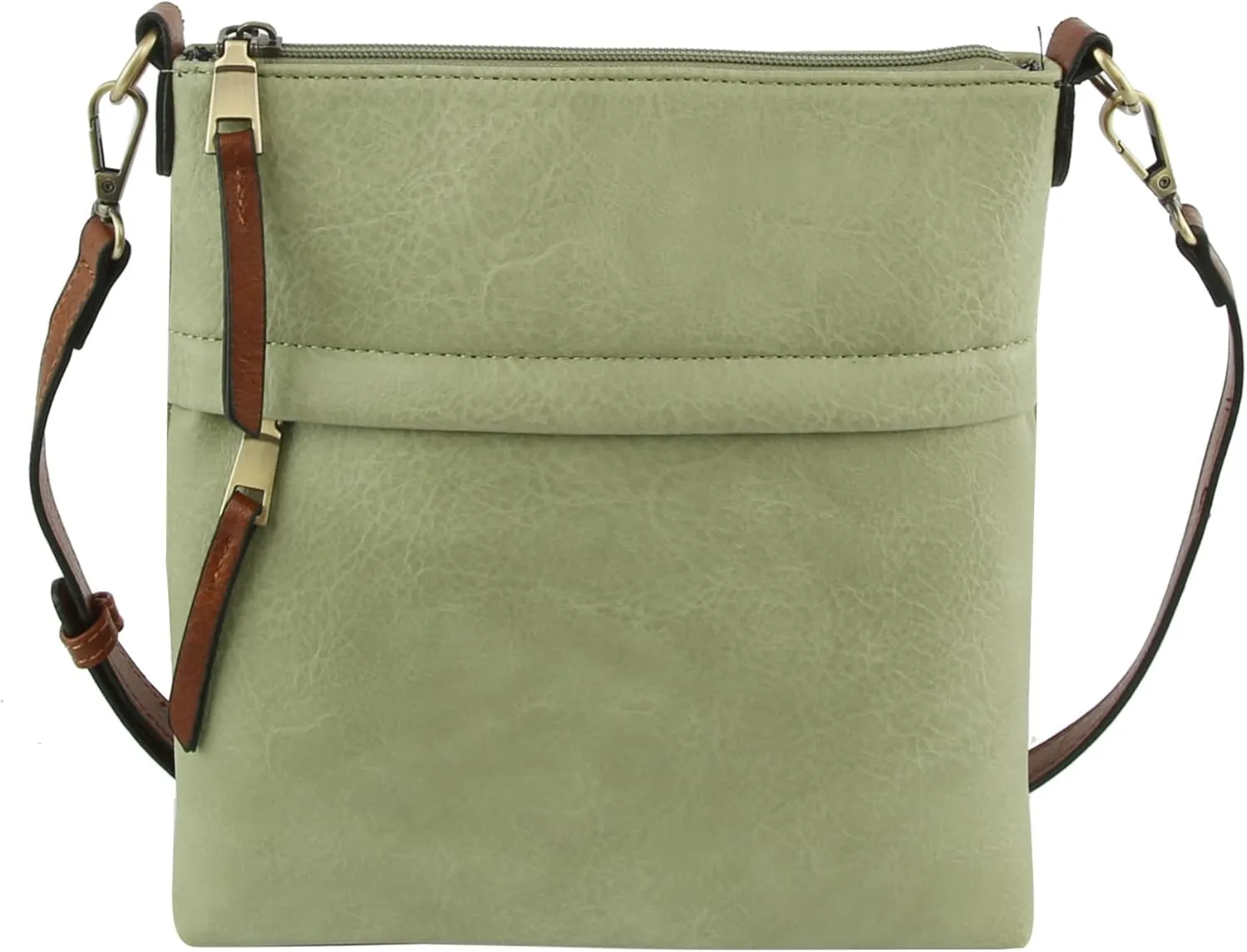 Le Miel Vegan Leather Double Zipper Square Crossbody Bag - Chic Companion for Women's Everyday Casual Occasions