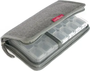 Leantravel Pill Case Organizer for Travel with Passport Wallet, Color Grey, Size Small for 7 Day Travel