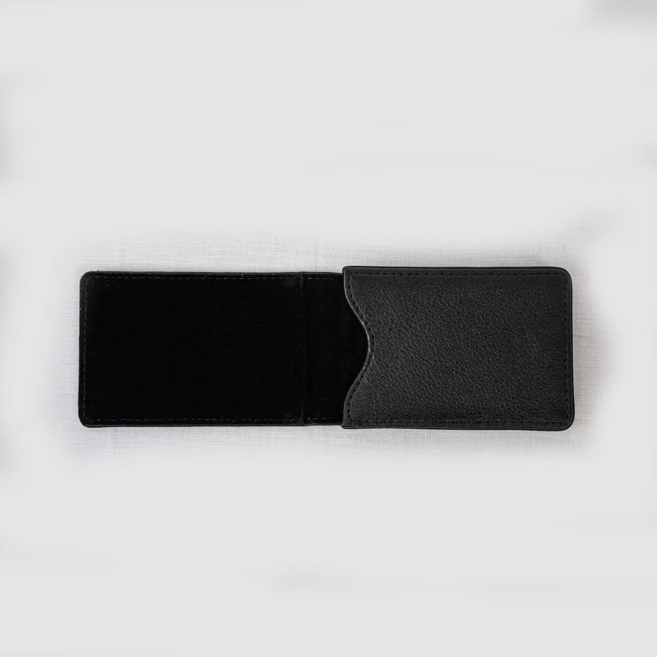Leather Magnetic Card Holder - Black