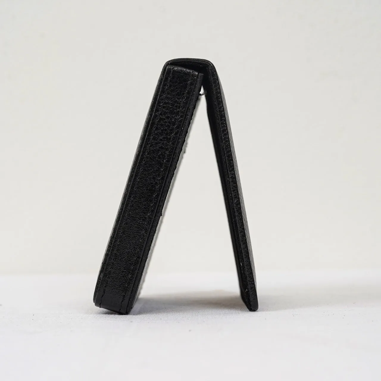 Leather Magnetic Card Holder - Black
