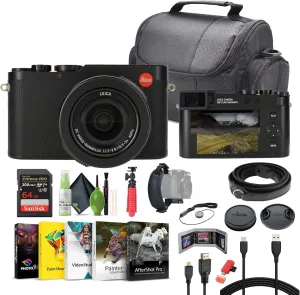 Leica D-Lux 8 Compact Digital Camera 17MP CMOS Sensor, 10.9-34mm f/1.7-2.8 Lens (19191) Bundle with 64GB Memory Card   Corel Photo, Video, & Art Suite Deluxe   Vlogging Tripod   More