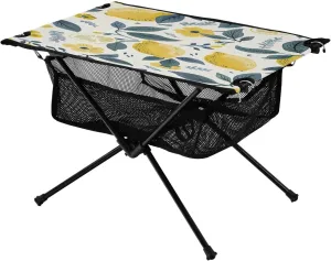Lemons Pattern Portable Folding Camping Table, Compact Lightweight Beach Table with Carrying Bag for Outdoor Picnics, BBQs, Camp