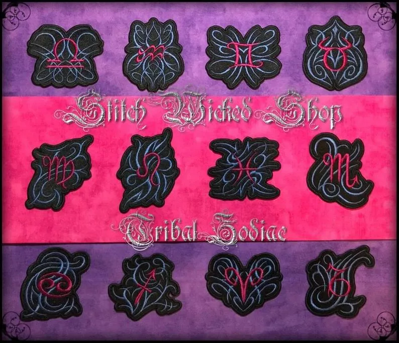 Leo Tribal Zodiac, Fully Embroidered Patch