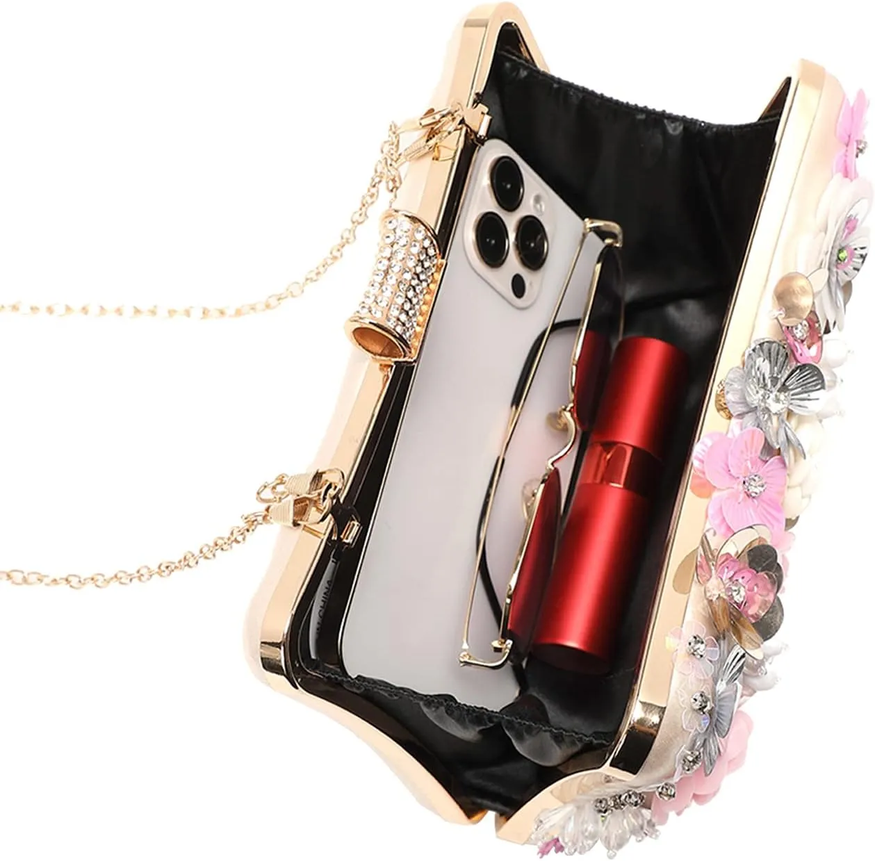 LETODE Flower Clutch Purse Evening Bag for Women Formal Party Handbag Chain Strap Shoulder Bag