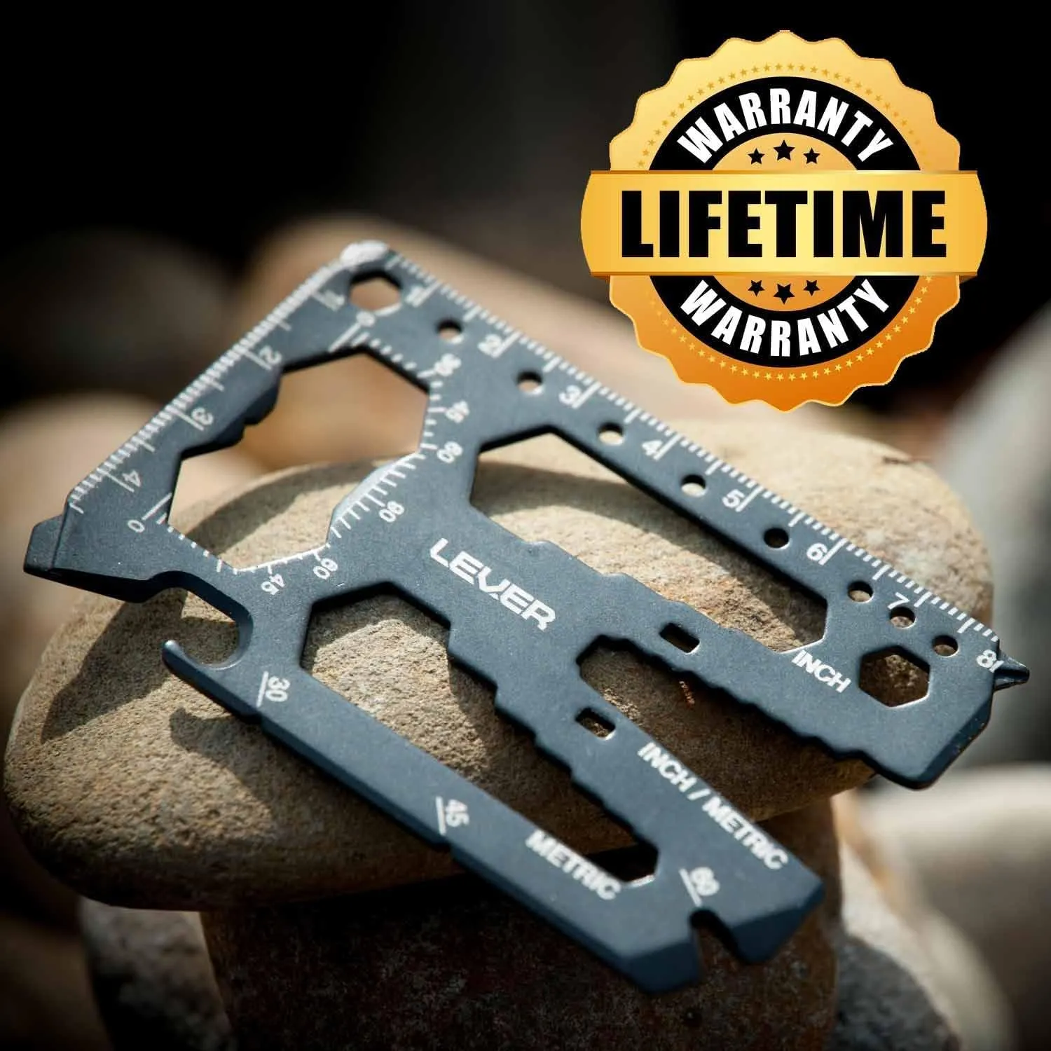 Lever Gear Toolcard Pro - 40 in 1 Credit Card Multitool. Slim, Minimalist Survival Card Wallet Tool Card. TSA Approved Multitool Card Pocket Tool. (Silver, Single)