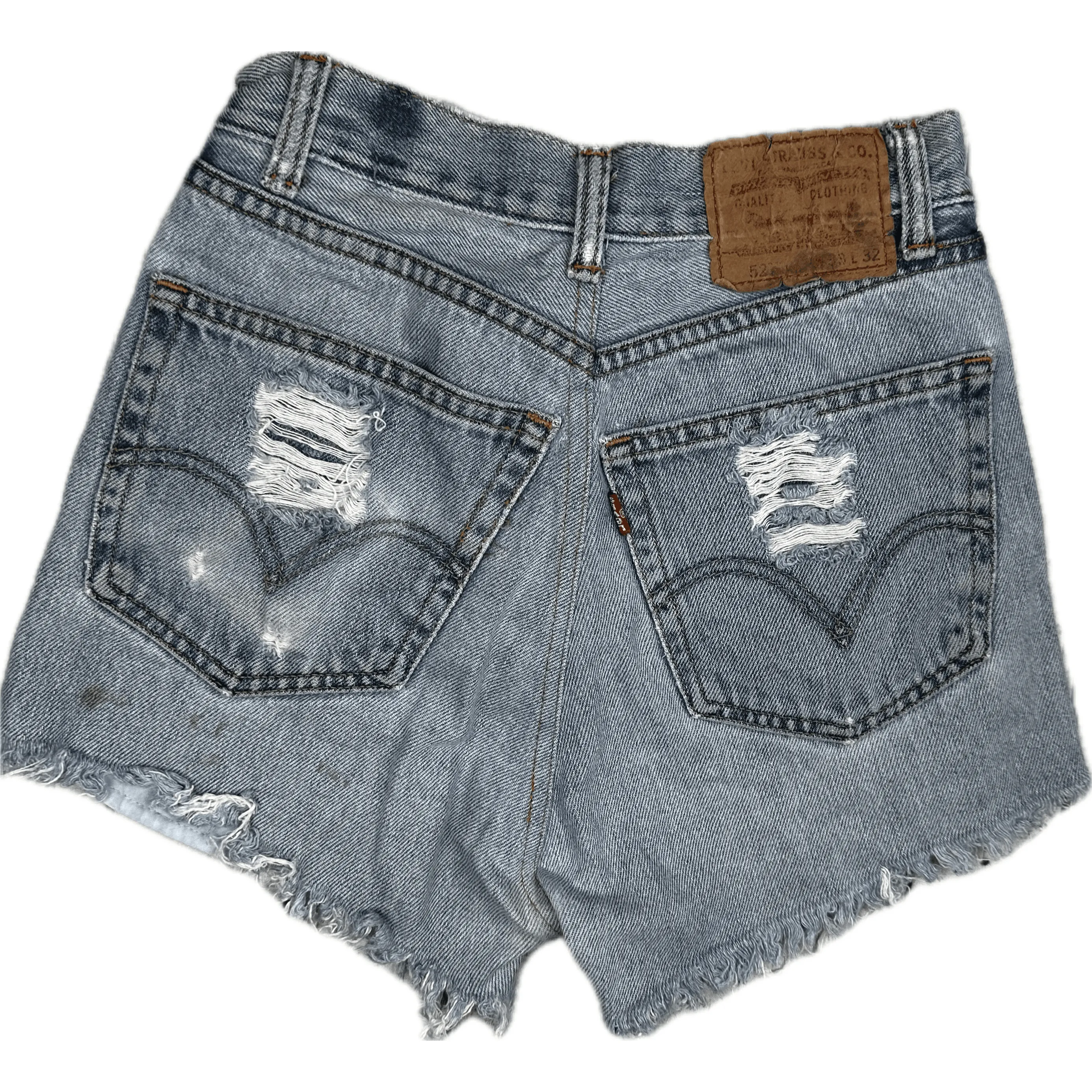 Levis Reworked Ladies High Rise Destroyed Denim Shorts - Size 23"