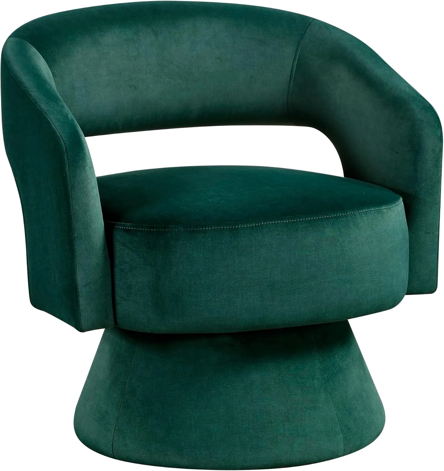 Lexicon 360 Degree Swivel Accent Chair Arm Chair, Modern Comfy Velvet Barrel Chair, Open Back Round Chair with Metal Swivel Base, Club Armchair for Living Room/Bedroom/Office, Green