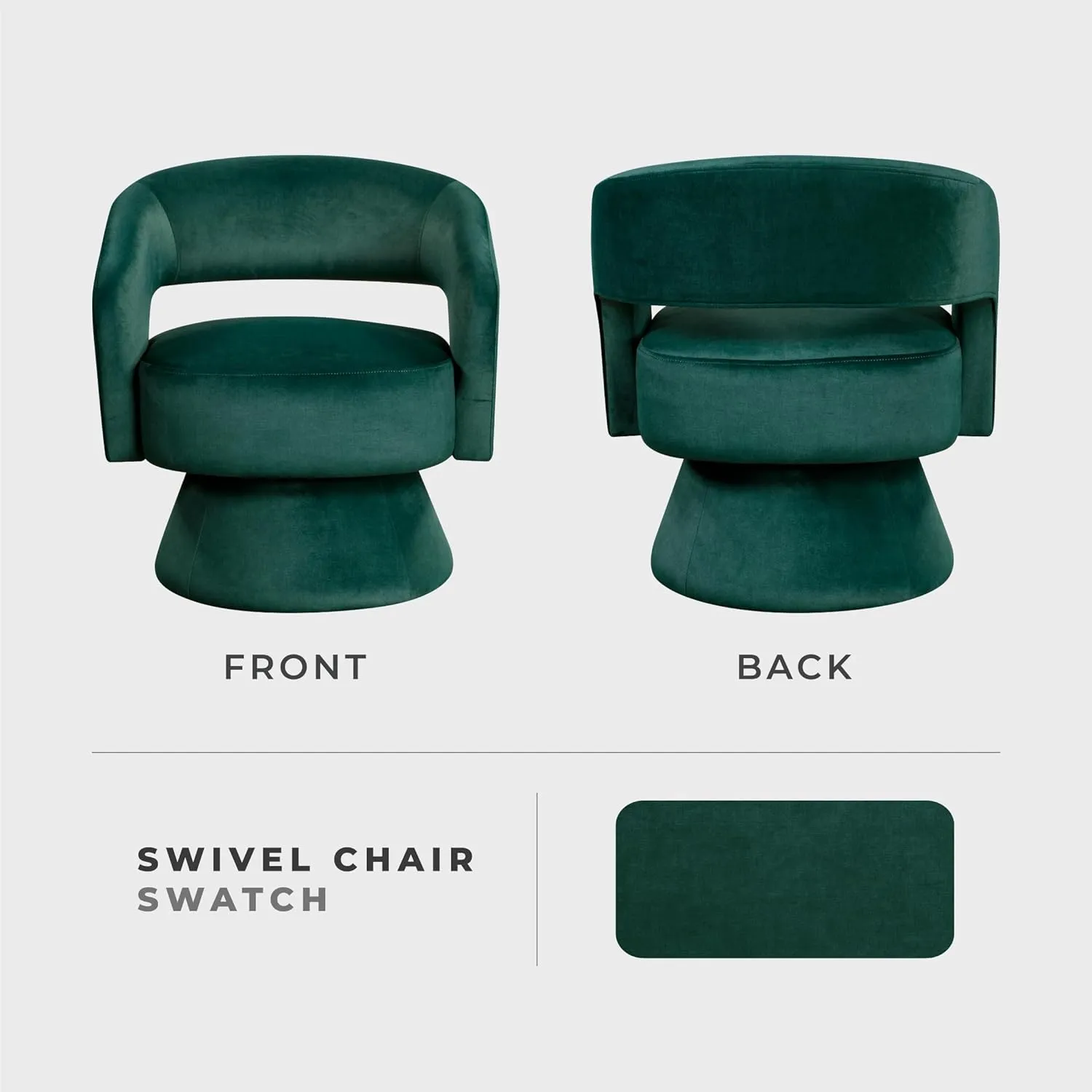 Lexicon 360 Degree Swivel Accent Chair Arm Chair, Modern Comfy Velvet Barrel Chair, Open Back Round Chair with Metal Swivel Base, Club Armchair for Living Room/Bedroom/Office, Green