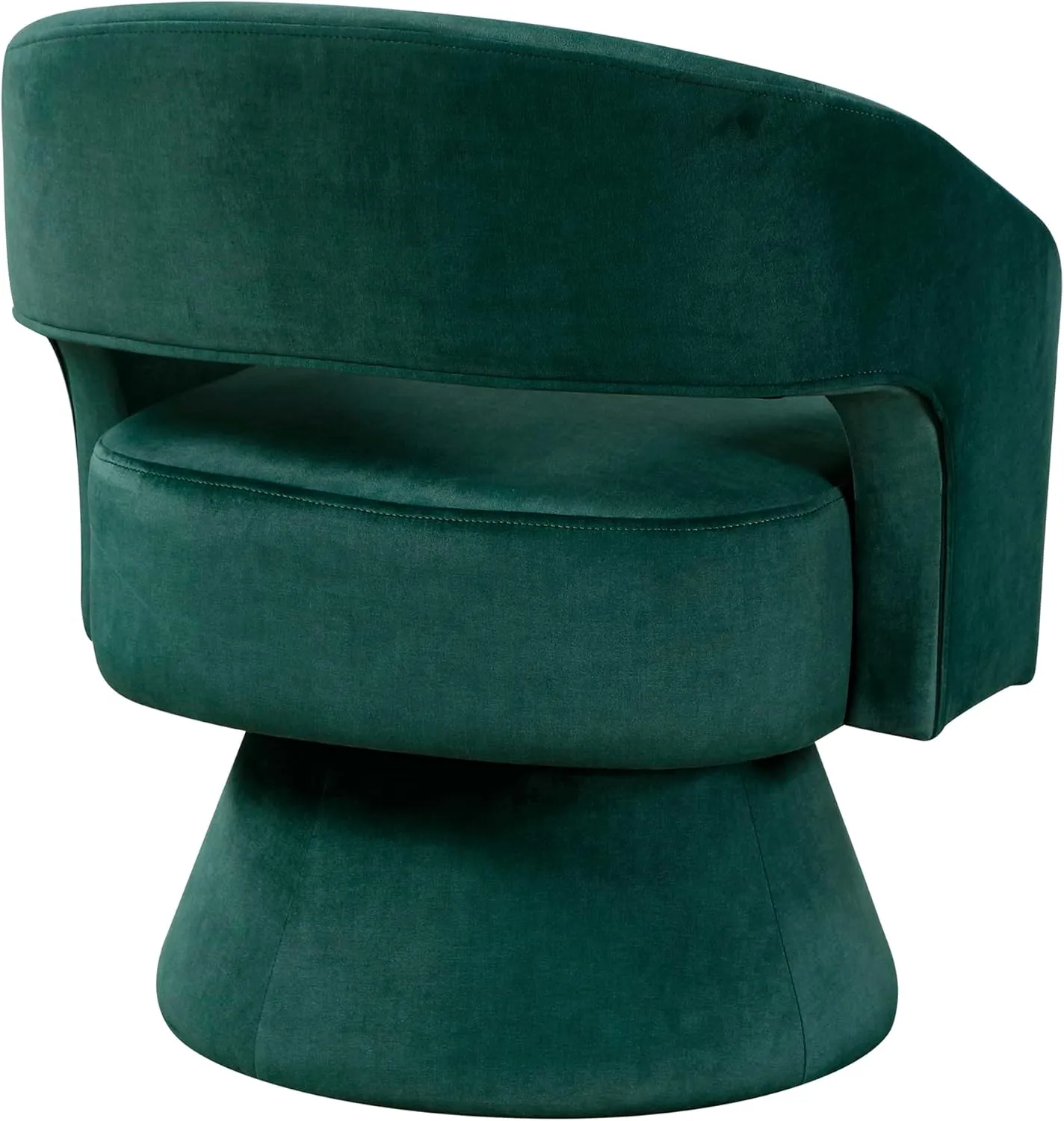 Lexicon 360 Degree Swivel Accent Chair Arm Chair, Modern Comfy Velvet Barrel Chair, Open Back Round Chair with Metal Swivel Base, Club Armchair for Living Room/Bedroom/Office, Green