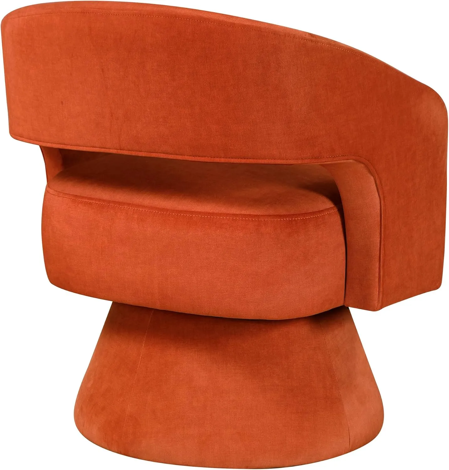Lexicon 360 Degree Swivel Accent Chair Arm Chair, Modern Comfy Velvet Barrel Chair, Open Back Round Chair with Metal Swivel Base, Club Armchair for Living Room/Bedroom/Office, Orange