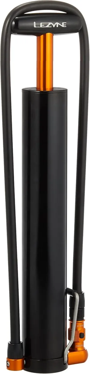 LEZYNE Micro Floor Drive XL, Portable High Volume Floor Pump, Compatible with Fat Bikes, Black, 35psi/2.4bar, FV/AV, ABS Flip Chuck, Long Integrated Hose