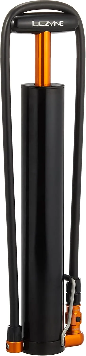 LEZYNE Micro Floor Drive XL, Portable High Volume Floor Pump, Compatible with Fat Bikes, Black, 35psi/2.4bar, FV/AV, ABS Flip Chuck, Long Integrated Hose