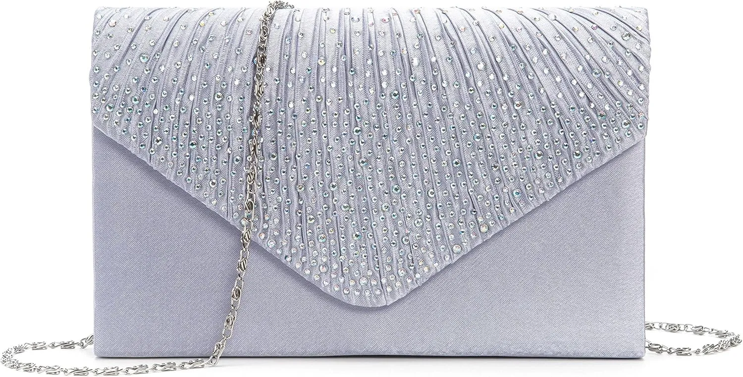 LIFEWISH Envelope Evening Bag Glitter Rhinestone Clutch Purse Wedding Party Shoulder Bag for Women